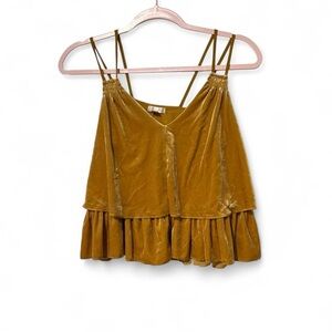 Vintage Y2K gold‎ velvet indie cropped swing cami xs
